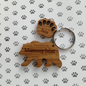 Personalised Bear Keyring Made From Oak, A Perfect Gift for Father's Day, Mother's Day, New Parents, Grandparents or a Special Birthday Gift image 5