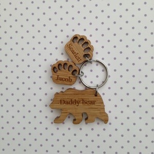 Personalised Bear Keyring Made From Oak, A Perfect Gift for Father's Day, Mother's Day, New Parents, Grandparents or a Special Birthday Gift image 9