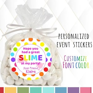 Slime Birthday Party Favor Stickers, Personalized Stickers for Homemade Slime, DIY Slime, Party Time Slime
