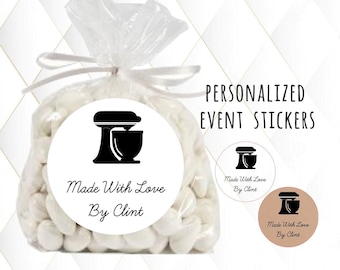 Made with Love, Made from Scratch Stickers, Kitchen Mixer, Brown Kraft, Bake Sale, Baker Labels, Personalized, Customized