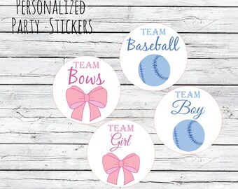 Baseball und Bögen Geschlecht offenbaren Partei Aufkleber, jungen Team, Team Mädchen, Sport-Baby-Dusche, Team Rosa Etiketten, Team blau Team er Hershey Kuss