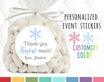 Thank You Snow Much Stickers, Snowflake Bridal Shower Stickers, Winter Stickers, Winter Birthday, First Birthday, Baby Shower, Onderland