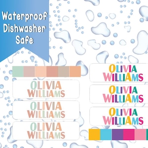 Waterproof Name Labels for Girls, School, Daycare and Camp Labels, Personalized and Custom with Name for kids