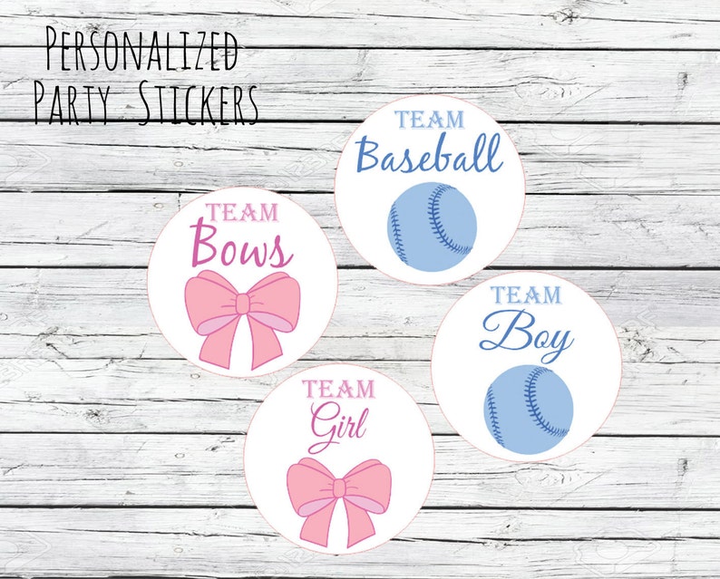 Baseball and Bows Gender Reveal Party Sticker Team Boy Team Etsy