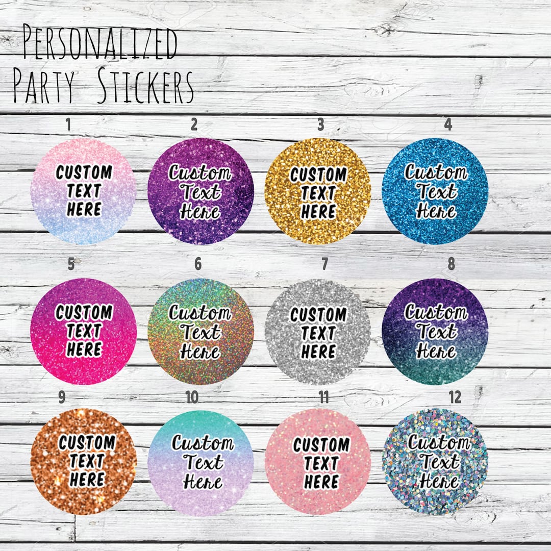 Glitter Labels, Custom Glitter Stickers, Custom Stickers, Printed