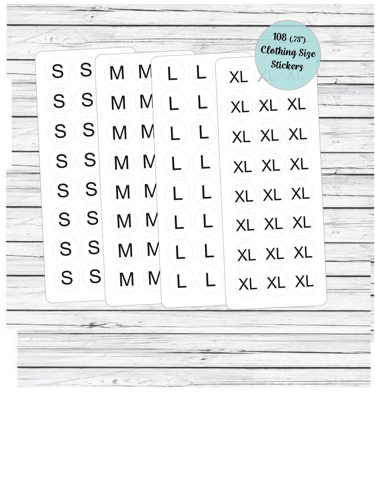 108 Sticker 108, Size Stickers, Size Labels, Clothing Size Stickers, Small Stickers ...