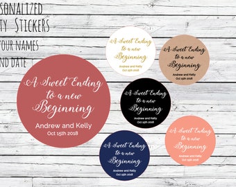 Sweet Ending Stickers to a New Beginning Stickers Wedding Stickers Favor Stickers Favor Labels Custom Stickers Wedding Favors Favor Label