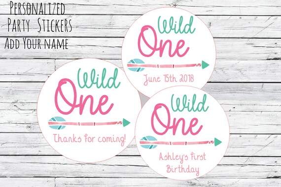 Girls Tribal Wild One 1st Birthday Party Stickers Or Favor Tags Girls Tribal Wild One 1st Birthday Party Stickers Or Favor Tags