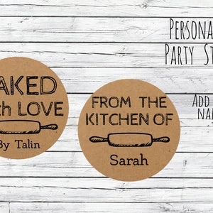 Kraft Baked with Love Personalized Baking Labels  Stickers Favors, Made with Love, Baked with Love, Homemade Box Labels