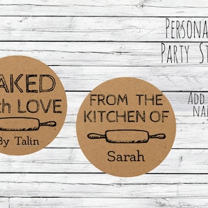 Kraft Baked with Love Personalized Baking Labels  Stickers Favors, Made with Love, Baked with Love, Homemade Box Labels