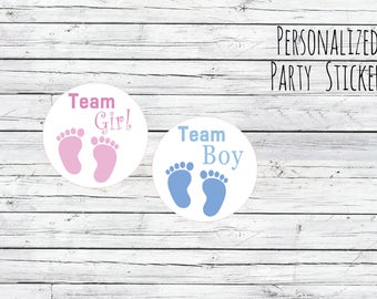 Gender Reveal Stickers Team Boy or Team Girl, Baby Shower Voting, Favor Tags, Labels, You Choose Size