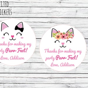Personalized Kitty Theme, Cat, First Birthday, Cat Birthday, Favors Tags, Kitty Party, Purr-fect Tags Thank You, You Choose Size