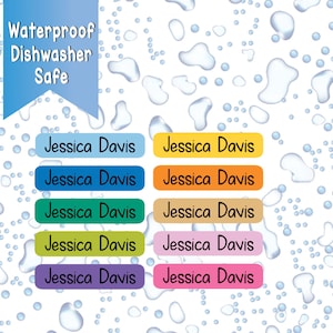 95 School Supply Labels, Personalized Waterproof Name Sticker Daycare, Kindergarten, Daycare, Customized Design Label, PICK OWN COLORS!