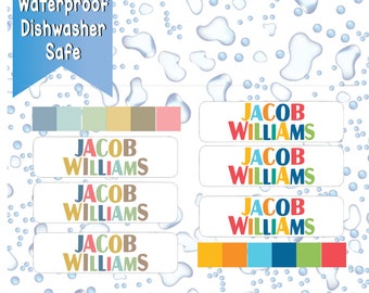 Waterproof Name Labels for Boys, School, Daycare and Camp Labels, Personalized and Custom with Name for kids