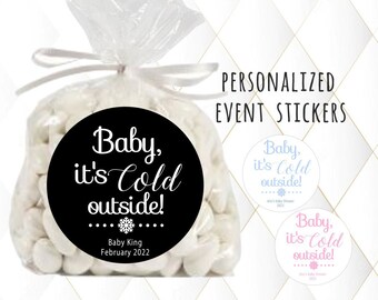 Baby het is koud buiten stickers, baby het is koud buiten babyshower, winter baby shower smaakt stickers labels, winter stickers, baby shower