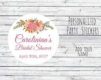 Personalized Bridal Shower Floral Thank You Stickers, Favor Tags, Labels, Wedding Labels, Wedding Ideas You Choose Size