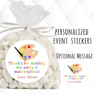 Personalisierte Kunst Malerei Party Favor Tags Masterpiece Artist Art Party Favor Geburtstag Party Favors Goodie Bag Danke Tags Aufkleber Label