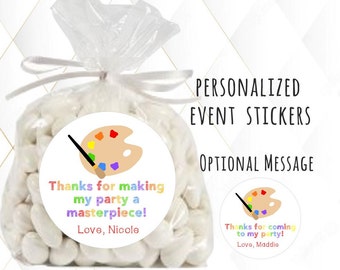 Personalized Art Painting Party Favor Tags Masterpiece Artist Art Party Favor Birthday Party Favors Goodie Bag Thank You Tags Stickers Label