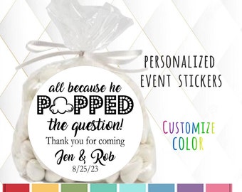 Editable PDF, He Popped the Question Engagement Party Favor Tag, Bridal ...