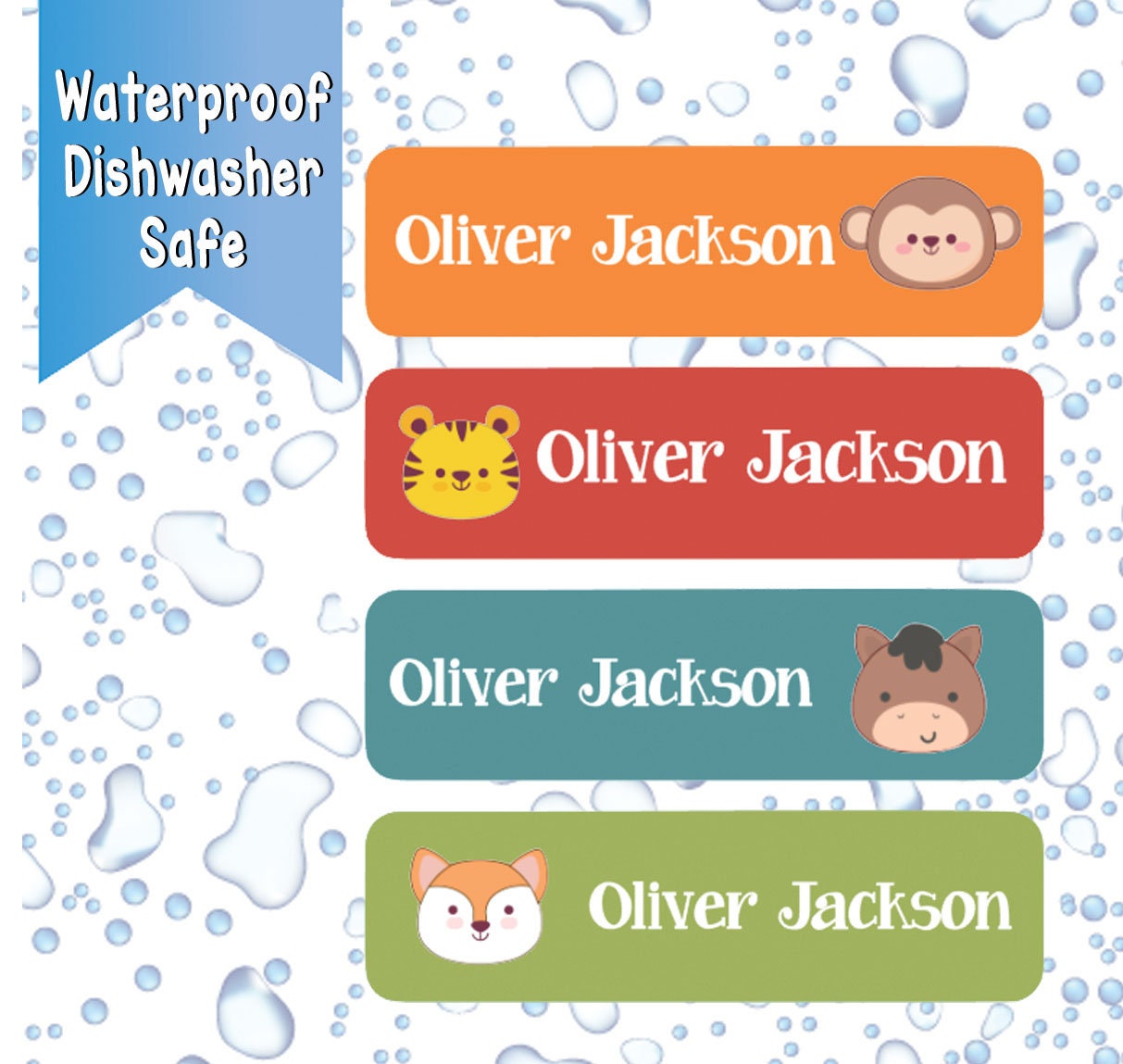 Waterproof Daycare Labels, Dishwasher Safe, Boy Animals, Daycare, Preschool, Name Labels, Customized Labels, Name, Baby Bottle Labels
