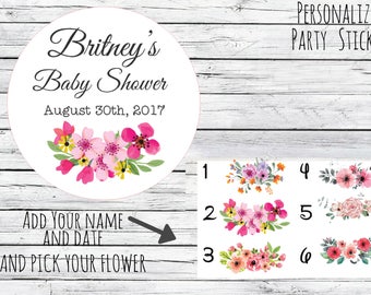 Floral Flower Baby Shower Stickers, Baby Party Stickers, Baby Shower Stickers For Favors, Thank You Stickers Baby Party Labels