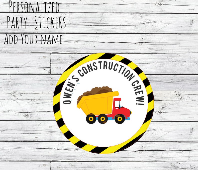 Construction Crew Labels Personalized Construction Loads of Fun Stickers Dump Truck Stickers Construction Birthday Stickers