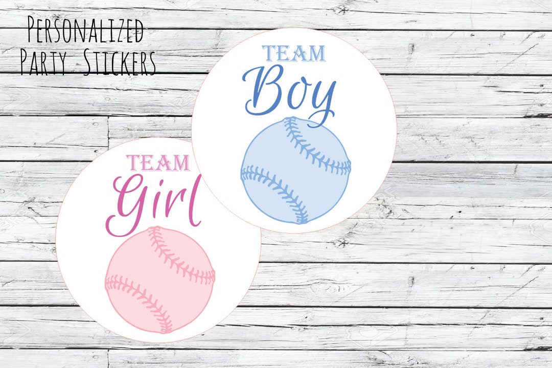 Baseball and Bows Gender Reveal Party Sticker Team Boy Team Etsy