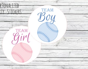 Baseball and Bows Gender Reveal Party Sticker, Team Boy, Team Girl, Sports Baby Shower, Team Pink Labels, Team Blue, Team He, Hershey Kiss