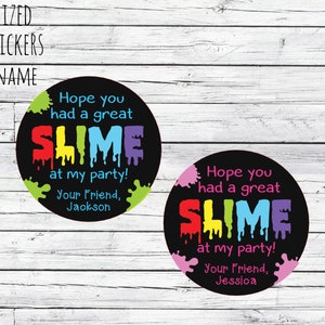 Slime Birthday Party Favor Stickers, Personalized Stickers for Homemade Slime, DIY Slime, Party Time Slime