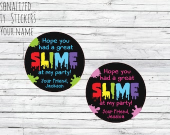 Slime Birthday Party Favor Stickers, Personalized Stickers for Homemade Slime, DIY Slime, Party Time Slime