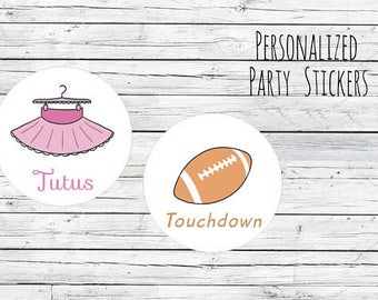 DIY Tutus Or Touchdowns Football Gender Reveal Party Stickers Team Boy, Team Girl, Baby Shower Voting, Favor Tags, Labels, You Choose Size
