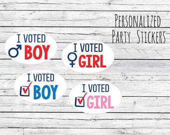 I VOTED Gender Reveal Party Stickers Team Boy, Team Girl, Voted, Baby Shower Voting, Favor Tags, Labels, You Choose Size I Voted