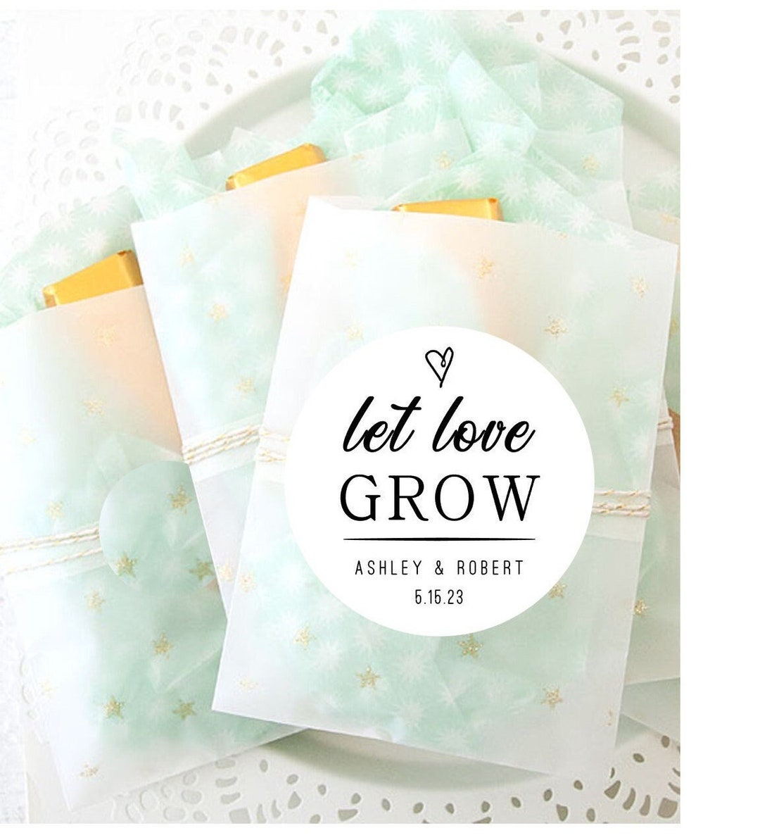 Let Love Grow Wedding Seed Packet Labels, Bridal Shower Cursive, Modern ...