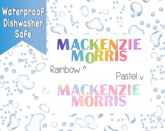 Waterproof Name Labels for Rainbow, Girls, Boy , School, Daycare and Camp Labels, Personalized and Custom with Name for kids