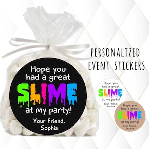 Slime Birthday Party Favor Stickers, Personalized Stickers for Homemade Slime, DIY Slime, Party Time Slime