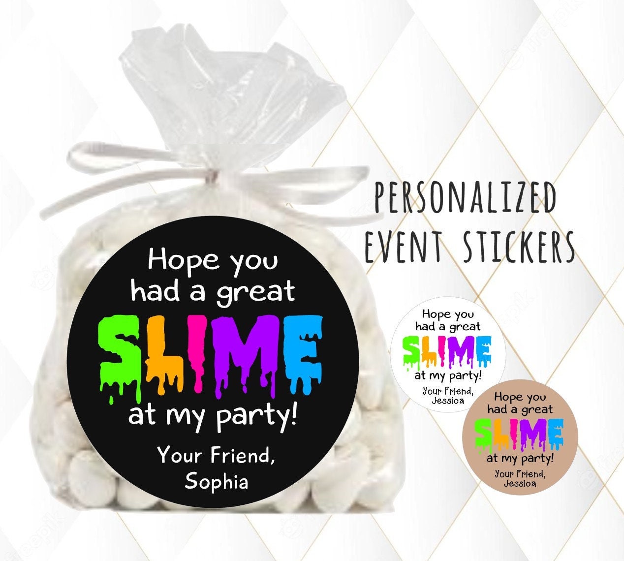 Slime Birthday Party Stickers or Favor Tags, Slime Birthday Decorations,  Slime Party Favors, Slime Party Favor Tags, Slime Party Stickers