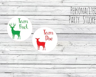 DIY Gender Reveal Stickers Team Doe or Buck Team Boy, Team Girl, Baby Shower Voting, Favor Tags, Labels, You Choose Size