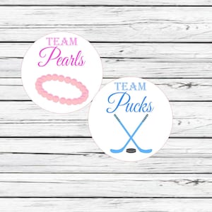 Gender Reveal Party Stickers, Pucks or Pearls, Team Boy, Team Girl, Baby Shower Stickers, Team Pink, Team Blue Hershey Kiss, Hockey