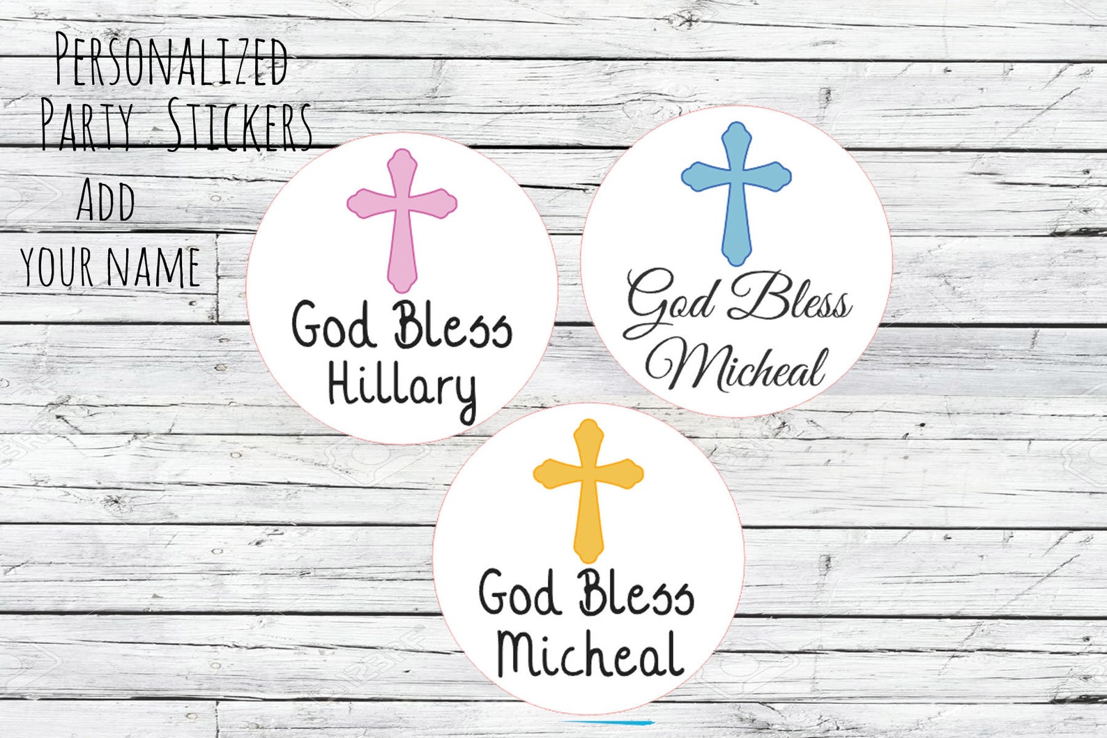 God Bless Cross Stickers, Baptism, Christening, Favor Tags, Baptism ...