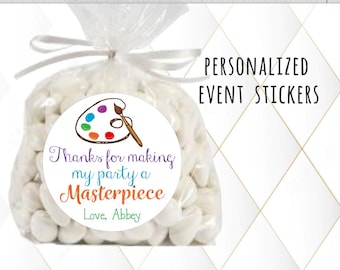 Personalized Painting Party Favor Stickers Artist Art Party Favor Birthday Party Favors Goodie Bag Thank You Tags Stickers Lables Choose Si