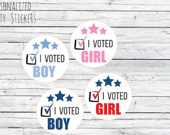 I VOTED Gender Reveal Party Stickers Team Boy, Team Girl, Voted, Baby Shower Voting, Favor Tags, Labels,I Voted Hershey Kiss