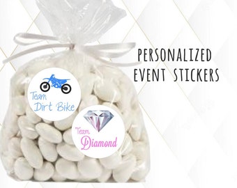 DIY Diamond oder Dirt Bike Gender Reveal Party Aufkleber Team Boy, Team Girl, Baby Shower Voting, Favor Tags, Etiketten, Sie wählen Größe