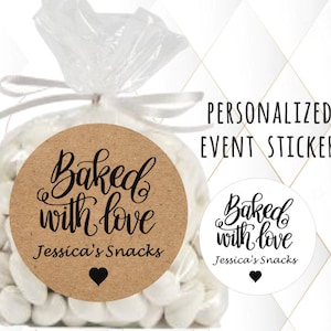 Kraft Baked with Love Personalized Baking Labels or Tags Stickers Favors, Made with Love, Baked with Love, Homemade Box Labels