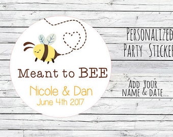 Personalized Love is Sweet, Meant to Bee Honey Favor Labels Mason Jar Label Tags Favor Stickers, Wedding Labels, Printed Labels