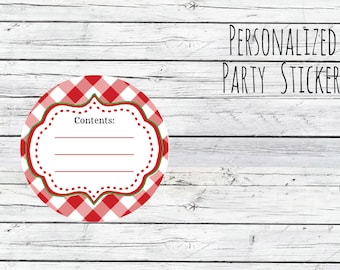 Christmas Red Plaid Canning Jar Stickers, Labels, Red, Holiday Mason Jar Labels, Christmas Mason Jar Gifts, Christmas Gift Label Stickers