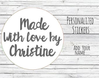 Personalized Made With Love Stickers Thank You Stickers, Favor Tags, Labels,Wedding Labels, Wedding Stickers, Wedding Ideas You Choose Size