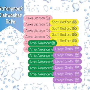 75 Stick on Name Labels, Waterproof Stickers,  School Sticker, school Supply Labels, Personalized Waterproof Name Sticker Daycare