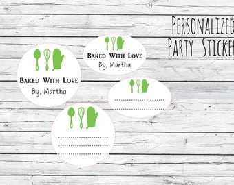 Personalized Food Labels, Bon Appetit Gift Stickers, Baked with Love Stickers, Favor Labels, Baked Good Stickers