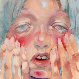 Hot Cheeks  | Painterly Portrait|  [Various Size Fine Art Prints ] [Gouache painting on arches paper]