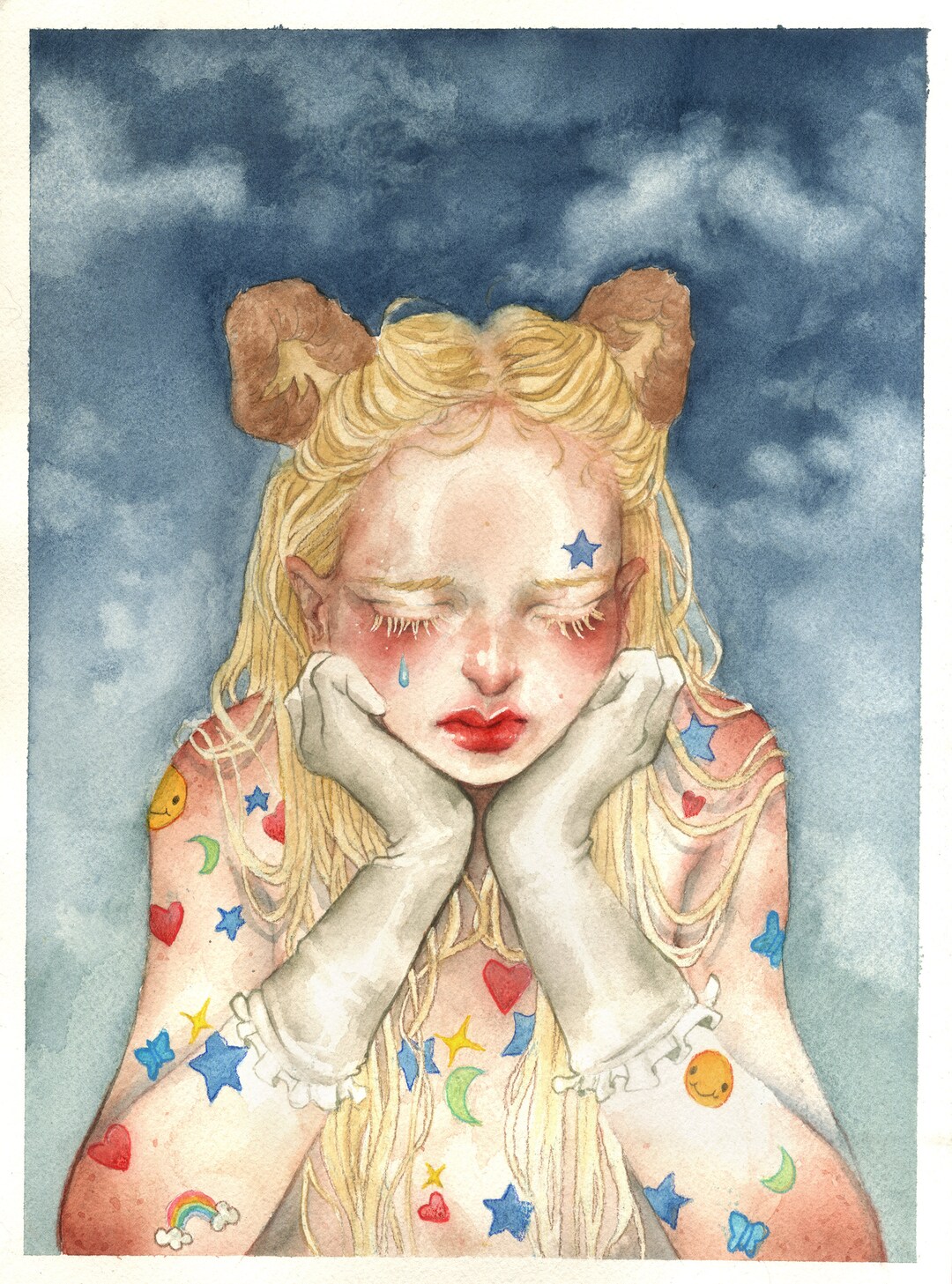 Kiddie Gloom Pastel Kawaii Clown Magical Girl fine Art Prints